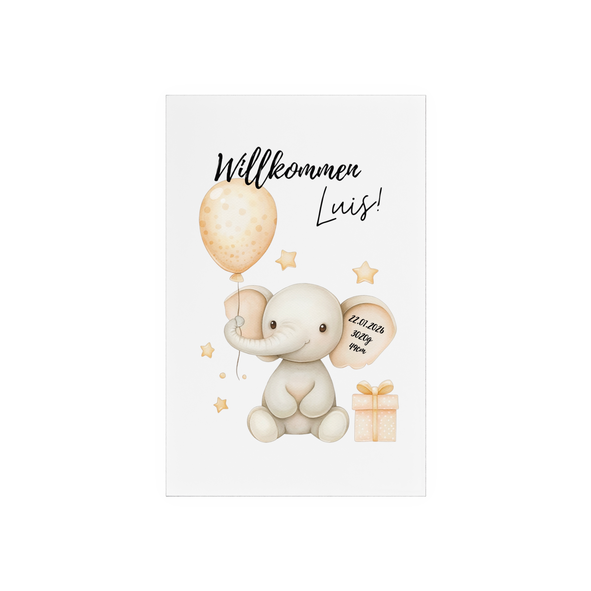 Personalisierte Acrylscheibe mit Geburtsdaten Elefant Ansicht 3 von AK-MADEWITHLOVE