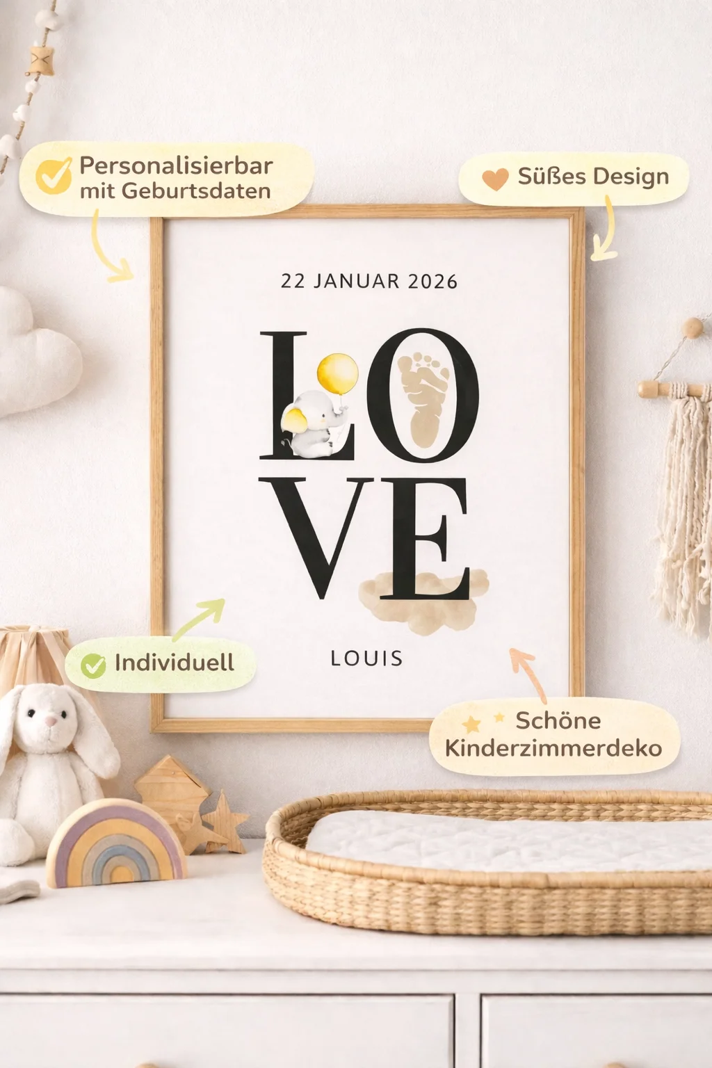 Personalisiertes Kinderzimmer-Poster Love von AK-MADEWITHLOVE