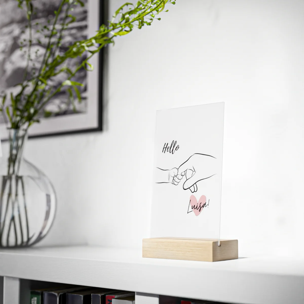 Personalisiertes Acrylglas Hello mit Geburtsdaten von AK-MADEWITHLOVE