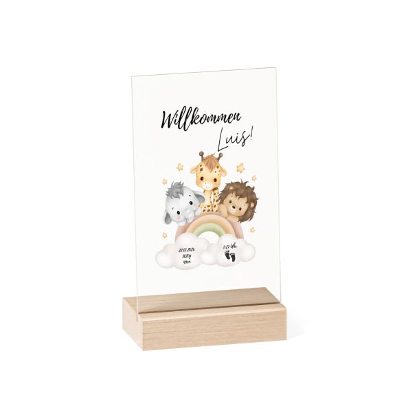 Personalisierte Acrylscheibe mit Geburtsdaten Tiere - Personalisierte Acrylscheibe mit Geburtsdaten von AK-MADEWITHLOVE